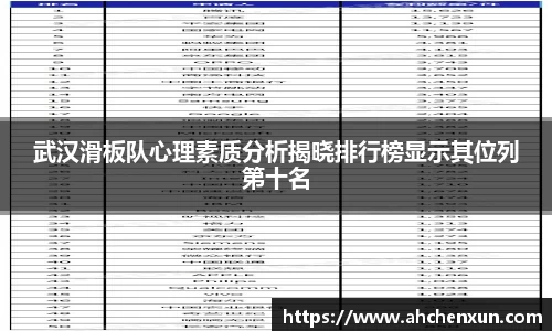 武汉滑板队心理素质分析揭晓排行榜显示其位列第十名